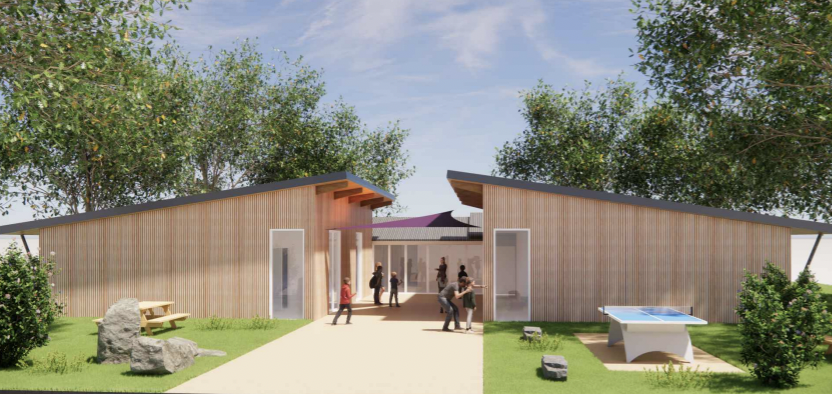 Projet du futur dortoir School Rider Camp, vue de façade