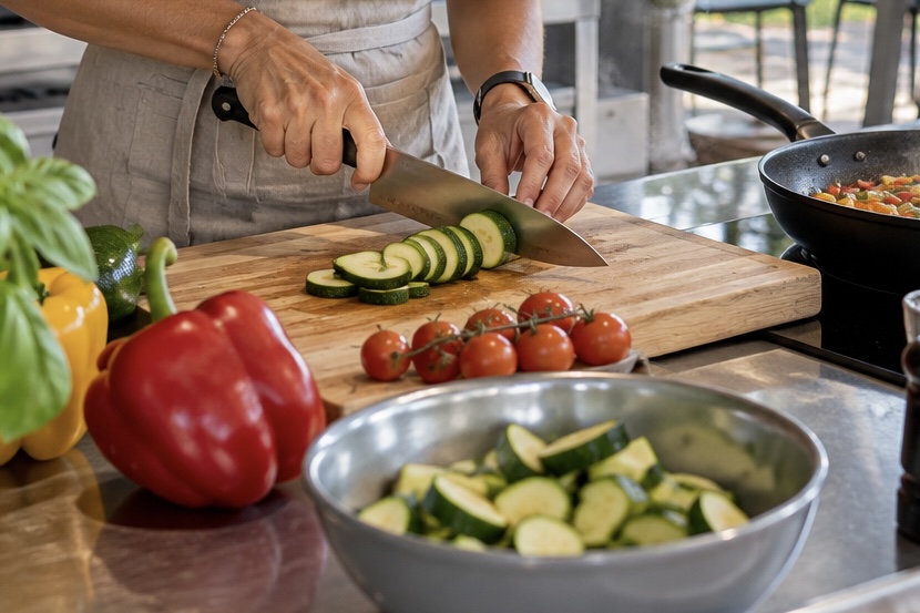Préparation de repas faits maison avec des légumes frais